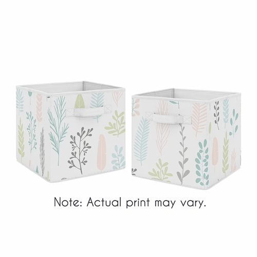 Sloth Pink and Grey Collection Leaf Print Foldable Fabric Storage Bins - alt image 3