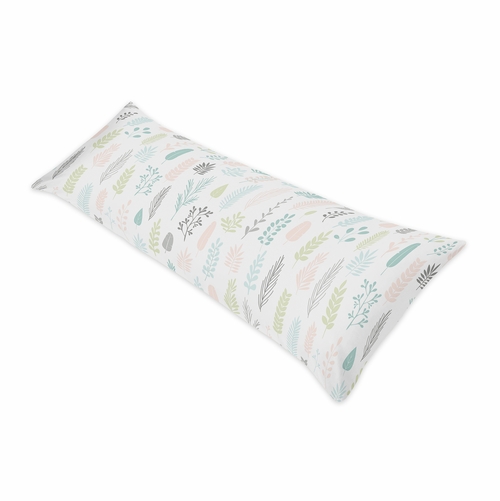 Sloth Pink and Grey Collection Leaf Print Full Length Body Pillow Cover
