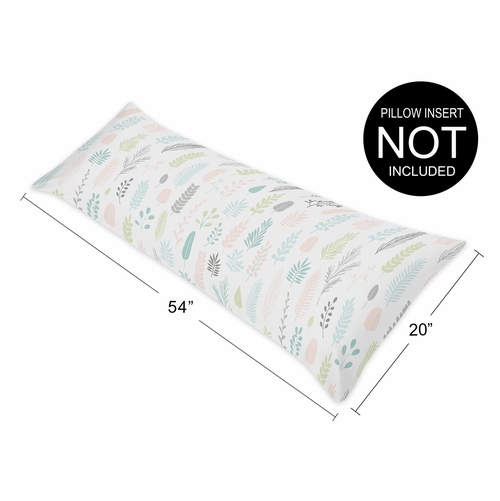 Sloth Pink and Grey Collection Leaf Print Full Length Body Pillow Cover - alt image 3
