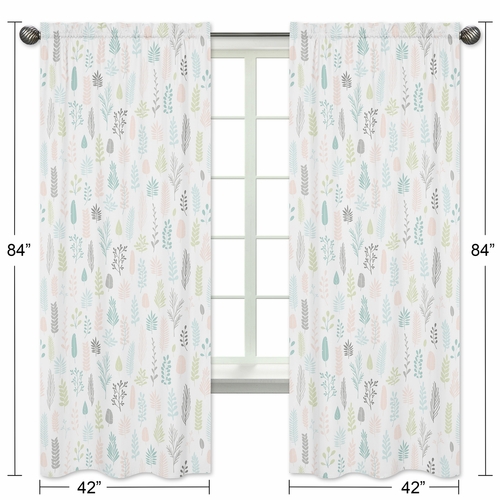 Sloth Pink and Grey Collection Leaf Print Window Panels - Set of 2 - alt image 4