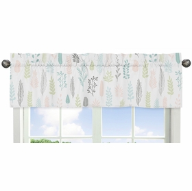Sloth Pink and Grey Collection Leaf Print Window Valance