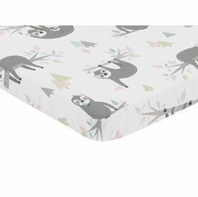 Sloth Pink and Grey Collection Mini Crib Sheet
