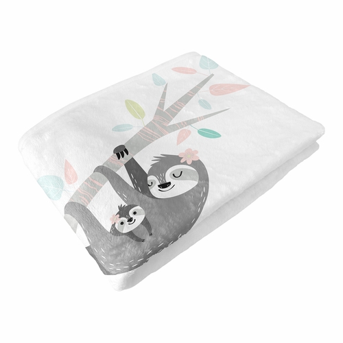 Sloth Pink And Grey Collection Monthly Milestone Baby Blanket - alt image 5
