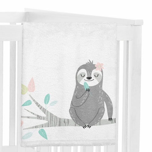 Sloth Pink And Grey Collection Monthly Milestone Baby Blanket - alt image 2