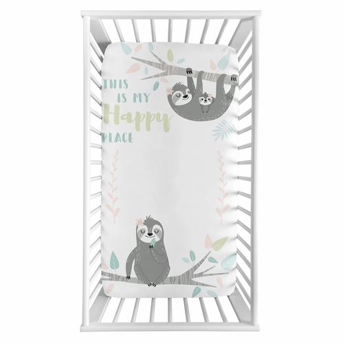 Sloth Pink and Grey Collection Photo Op Crib Sheet - alt image 1