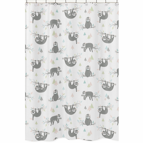Sloth Pink and Grey Collection Shower Curtain
