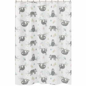Sloth Pink and Grey Collection Shower Curtain