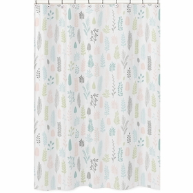 Sloth Pink and Grey Collection Shower Curtain - Leaf Print