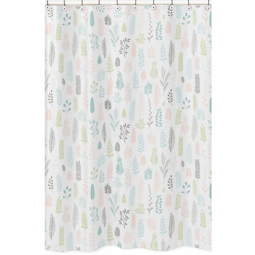 Sloth Pink and Grey Collection Shower Curtain - Leaf Print