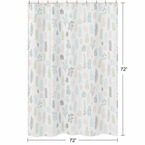Sloth Pink and Grey Collection Shower Curtain - Leaf Print - alt image 4