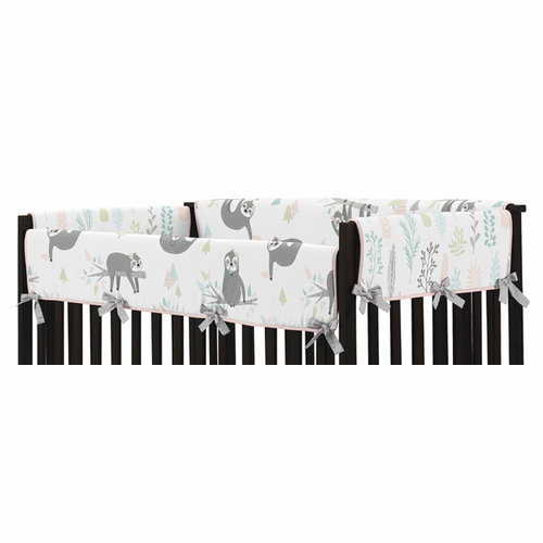 Sloth Pink and Grey Collection Side Rail Guard Covers - Set of 2 - alt image 1