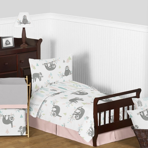 Sloth Pink and Grey Collection Toddler Bedding