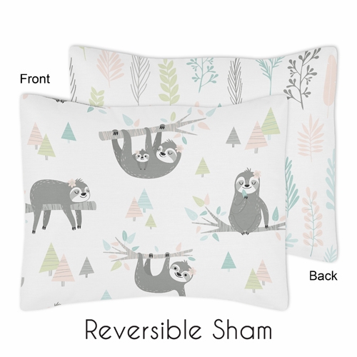 Sloth Pink and Grey Collection Toddler Bedding - alt image 2
