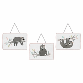 Sloth Pink and Grey Collection Wall Hangings