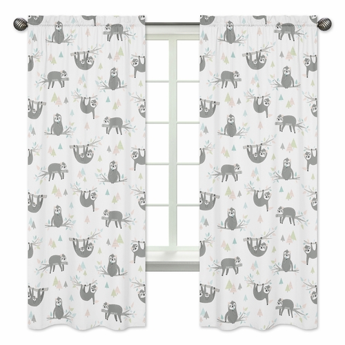 Sloth Pink and Grey Collection Window Panels - Set of 2
