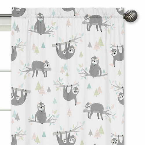 Sloth Pink and Grey Collection Window Panels - Set of 2 - alt image 2