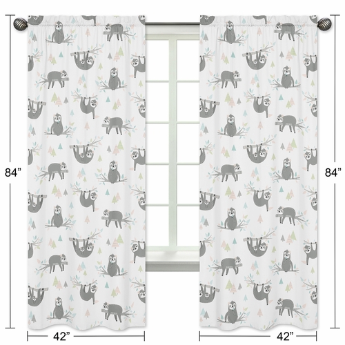 Sloth Pink and Grey Collection Window Panels - Set of 2 - alt image 4