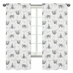 Sloth Pink and Grey Collection Window Panels - Set of 2