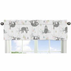 Sloth Pink and Grey Collection Window Valance