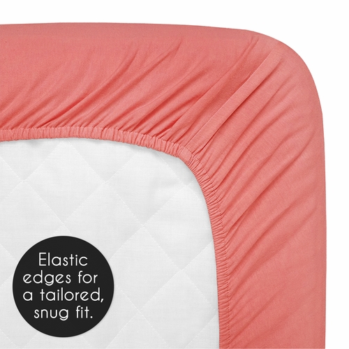 Solid Coral Crib Sheet for Mod Diamond Coral and White Collection - alt image 4