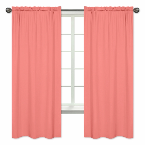 Solid Coral Window Panels for Mod Diamond Coral and White Collection- Set of 2