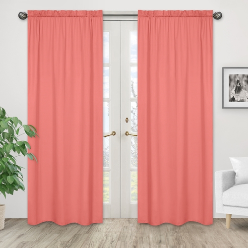 Solid Coral Window Panels for Mod Diamond Coral and White Collection- Set of 2 - alt image 1