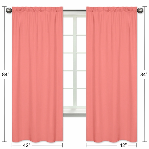 Solid Coral Window Panels for Mod Diamond Coral and White Collection- Set of 2 - alt image 4