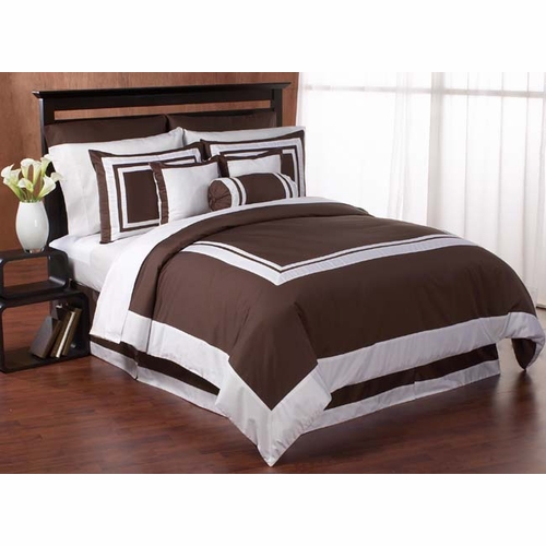 Spa Hotel Chocolate White 6pc Duvet Bedding Set