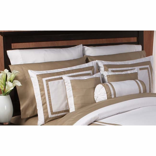 Spa Hotel White Taupe 6pc Duvet Bedding Set - alt image 1