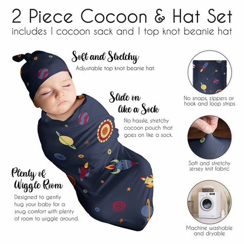 Space Galaxy Collection Baby Cocoon and Beanie Hat - 2 Piece Set - alt image 5