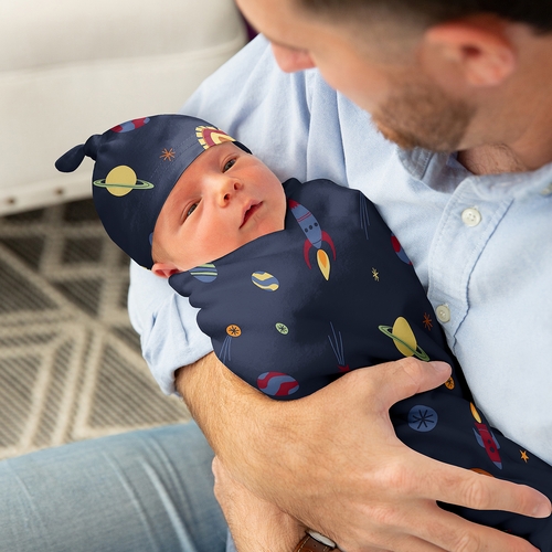 Space Galaxy Collection Baby Cocoon and Beanie Hat - 2 Piece Set - alt image 2