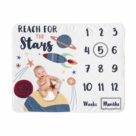 Space Galaxy Collection Monthly Milestone Baby Blanket