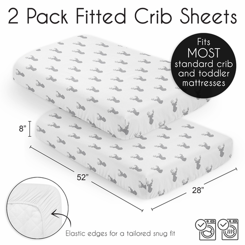 Stag Grey and White Collection 2 Pack Crib Sheets - alt image 5