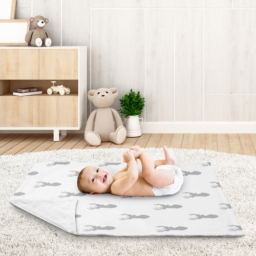 Stag Grey and White Collection Baby Blanket - alt image 2