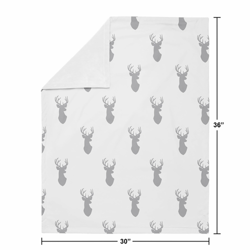 Stag Grey and White Collection Baby Blanket - alt image 3
