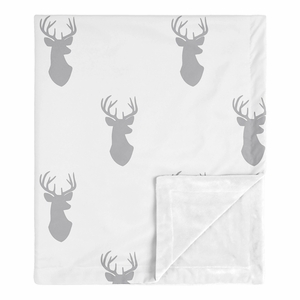 Stag Grey and White Collection Baby Blanket