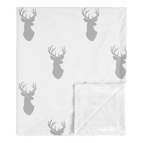 Stag Grey and White Collection Baby Blanket