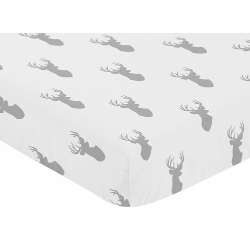 Stag Grey and White Collection Crib Sheet - alt image 2