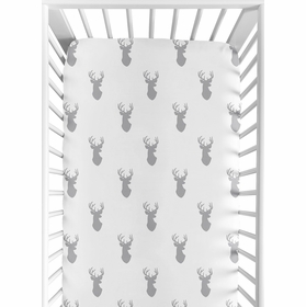 Stag Grey and White Collection Crib Sheet