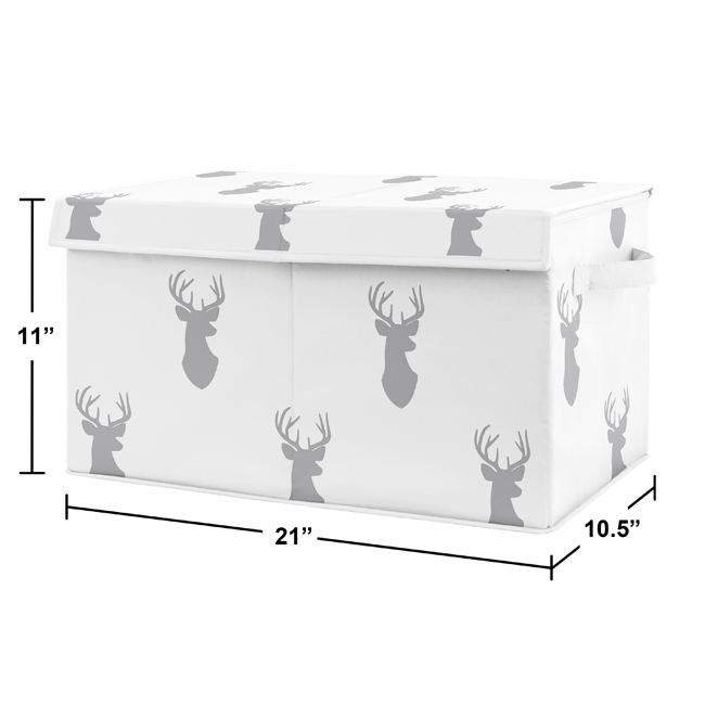 Stag Grey and White Collection Fabric Toy Bin Storage