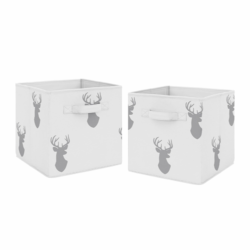 Stag Grey and White Collection Foldable Fabric Storage Bins - Set of 2