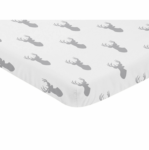 Stag Grey and White Collection Mini Crib Sheet