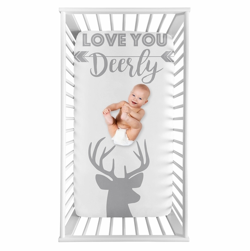 Stag Grey and White Collection Photo Op Crib Sheet