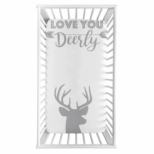 Stag Grey and White Collection Photo Op Crib Sheet - alt image 1