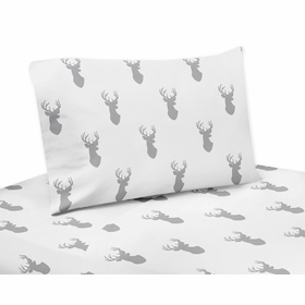Stag Grey and White Collection Twin Sheet Set