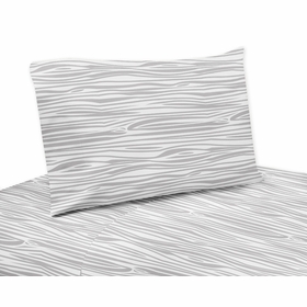 Stag Grey and White Collection Twin Sheet Set - Wood Grain Print