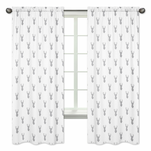 Stag Grey and White Collection Window Panels - Set of 2
