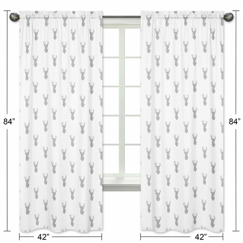 Stag Grey and White Collection Window Panels - Set of 2 - alt image 4