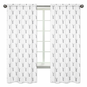 Stag Grey and White Collection Window Panels - Set of 2