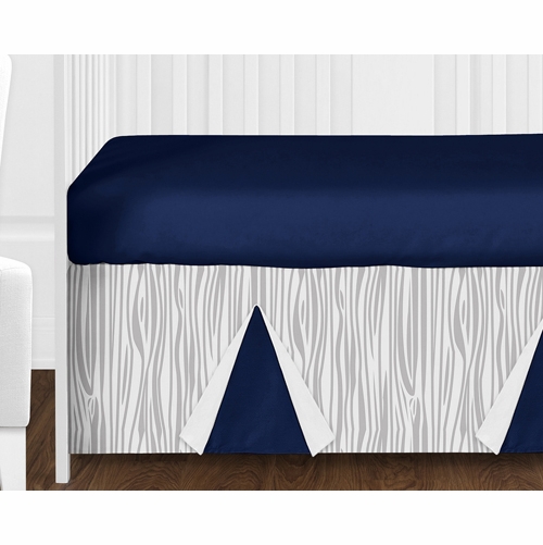 Stag Navy and White 4 Piece Bumperless Crib Bedding Collection - alt image 1